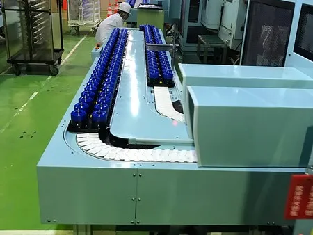 Двухручьевой пластинчатый конвейер для паллет